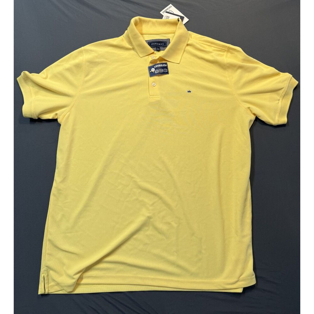 Crown & Ivy Polo Shirt Mens L Performance Knit Golf Short